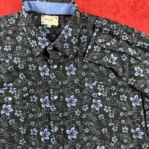 Ace of Diamonds Shirt Mens 3XL Black Blue Pearl Snap Western Retro Cowboy *read